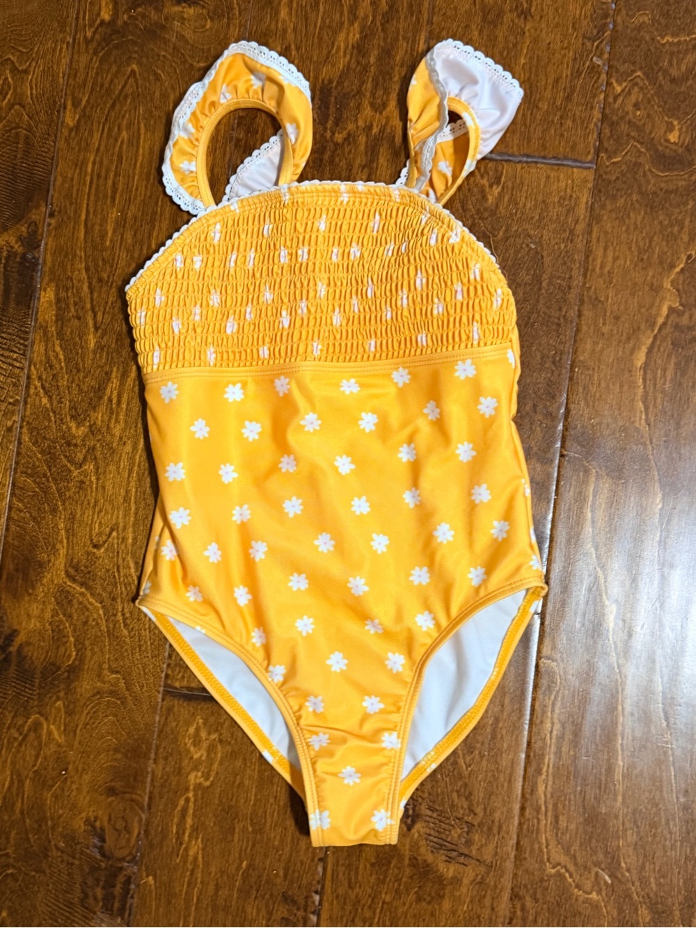 wonder nation Yellow Smocked One-Piece with White Trim